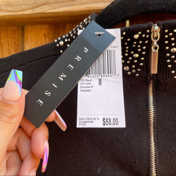 NWT premise • black mock neck shirt with sparkles - Picture 3 of 4